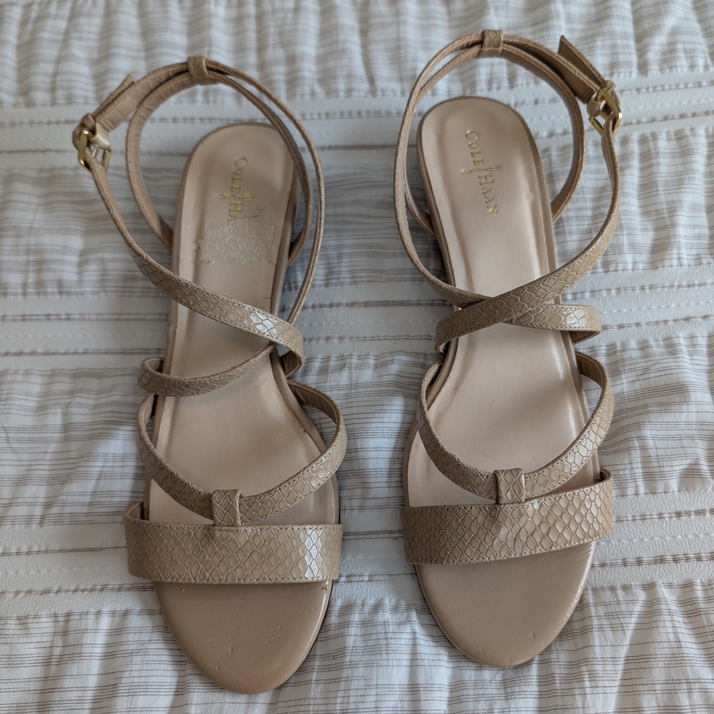 Cole Haan Nude Wedge Heel Sandals